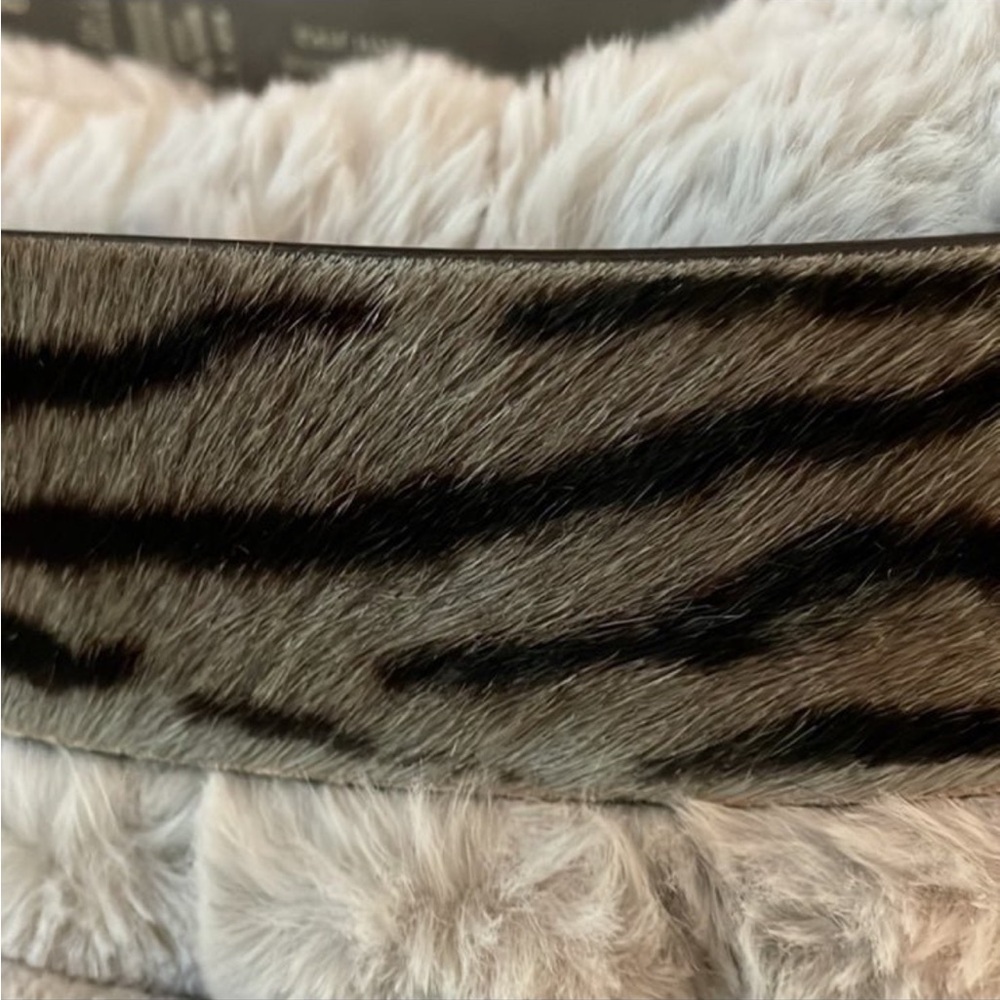 VINTAGE Italian Zebra Calf’s Leather DD Buckle Belt - Picture 3 of 12